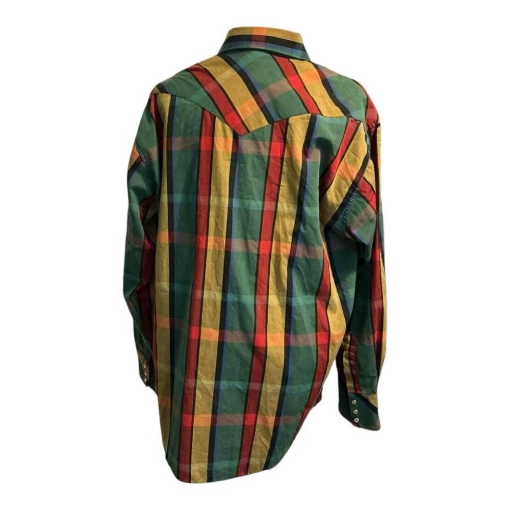 Vintage Plaid Pearl Snap Western Shirt Mens 17 34/35 Cowboy Ranch - Picture 5 of 9